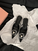 Load image into Gallery viewer, Chanel-Style Pointed Toe High Heel Mules for Women - Elegant French Office Heels