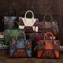 Load image into Gallery viewer, Embossed Patchwork Women's Bag – Large Capacity PU Leather Floral Handbag