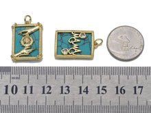 Load image into Gallery viewer, Turquoise MAMA Protection Hands Eye Dog tag Charm, Sku#L714