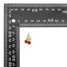 Load image into Gallery viewer, Clear CZ Red Enamel Gold Cherry Charm Pendant,Sku#LK1221