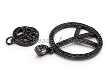 Load image into Gallery viewer, CZ Pave On  Micro Pave Peace Sign Round Pendant,SKU#F363