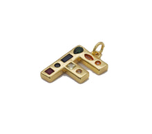 Load image into Gallery viewer, Gold Colorful Baguette CZ Initial Charm, sku#F1524