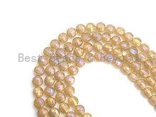 Load image into Gallery viewer, Mystic Plated Gold Agate Checkerboard Cut Coin Shape beads, 6mm/8mm Turtle Shell Cut Gold Agate, 15.5" Full strand, Sku#UA33C