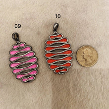 Load image into Gallery viewer, NEW Enamel Colorful Large Oval Shape Pendant,CZ Micro Pave Oil Drop pendant,Enamel pendant,Enamel Jewelry,34x37mm,sku#F577