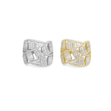 Load image into Gallery viewer, Clear Baguette CZ Chunky Twisted Statement Ring, Sku#A230