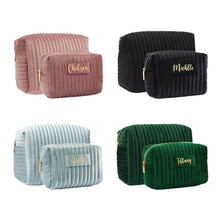 Load image into Gallery viewer, Checkered Velvet Cosmetic Case Multi-Functional Travel Organizer Toiletry Bag (MAC268)