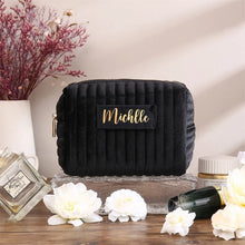 Load image into Gallery viewer, Checkered Velvet Cosmetic Case Multi-Functional Travel Organizer Toiletry Bag (MAC268)