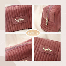 Load image into Gallery viewer, Checkered Velvet Cosmetic Case Multi-Functional Travel Organizer Toiletry Bag (MAC268)