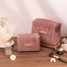 Load image into Gallery viewer, Checkered Velvet Cosmetic Case Multi-Functional Travel Organizer Toiletry Bag (MAC268)