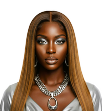 Load image into Gallery viewer, Chestnut Brown Virgin Human Hair 24' Lace Wig Straight Lace Front