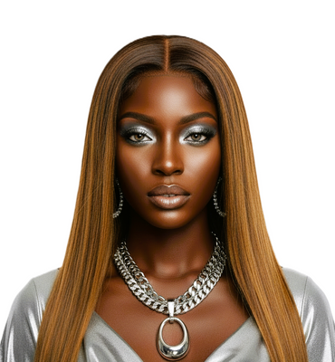 Chestnut Brown Virgin Human Hair 24' Lace Wig Straight Lace Front