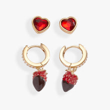 Load image into Gallery viewer, Chocolate-Covered Strawberry Earrings Set of 2