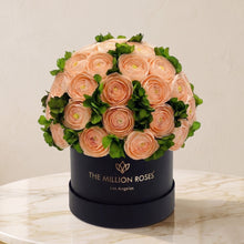 Load image into Gallery viewer, Classic Black Box | Peach Persian Buttercups &amp; Green Hydrangeas