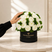Load image into Gallery viewer, Classic Black Box | White Persian Buttercups &amp; Green Hydrangeas
