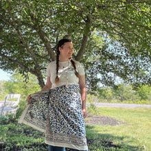 Load image into Gallery viewer, Wild Indigo Bloom – Hand Block Print Cotton Scarf, Oversized Boho Wrap &amp; Lightweight Sarong