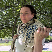 Load image into Gallery viewer, Wild Indigo Bloom – Hand Block Print Cotton Scarf, Oversized Boho Wrap &amp; Lightweight Sarong