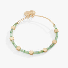 Load image into Gallery viewer, Clover + Crystal Accent Beaded Bangle Bracelet