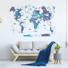 Load image into Gallery viewer, 3D Wooden World Map Ocean