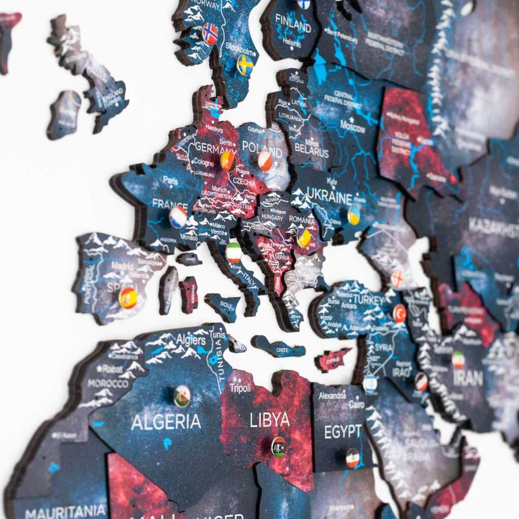 3D Wooden World Map Alcor