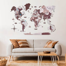 Load image into Gallery viewer, 3D Wooden World Map Cappuccino
