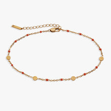Load image into Gallery viewer, Coral Enameled Chain Coin Station Anklet