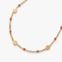 Load image into Gallery viewer, Coral Enameled Chain Coin Station Anklet