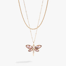 Load image into Gallery viewer, Crystal Dragonfly Double Layer Necklace