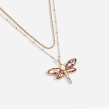 Load image into Gallery viewer, Crystal Dragonfly Double Layer Necklace