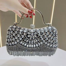 Load image into Gallery viewer, Crystal-Embellished Clutch Bag with Tassels – Versatile Evening Purse for Weddings &amp; Galas (MAC276)