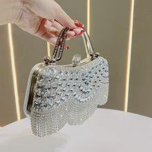 Load image into Gallery viewer, Crystal-Embellished Clutch Bag with Tassels – Versatile Evening Purse for Weddings &amp; Galas (MAC276)