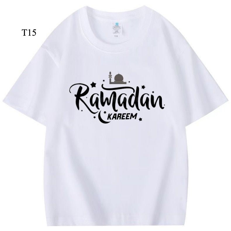 Customized Cotton Parent-Child T-Shirts – Ramadan & Keffiyeh Design for Kids and Adults (MTC001)