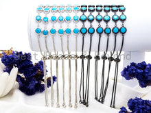Load image into Gallery viewer, Sliding Adjustable Chain Bracelet, Evil Eye Bracelet, 8mm Turquoise Beaded Bracelet, Thin Link Bracelet, Silver Gold Bracelet, SKU#A48