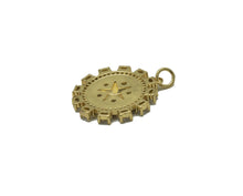Load image into Gallery viewer, Gold CZ Embossed Five Point Star On Round Flower Charm, Sku#F1508