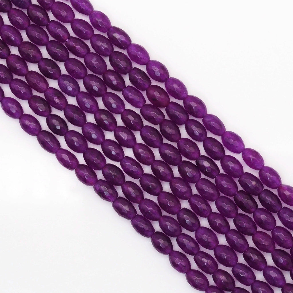 Rice Shape Faceted Purple Jade Beads, Sku#U1717