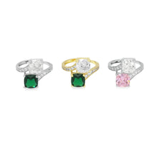 Load image into Gallery viewer, Gold Silver Green Pink Square CZ Adjustable Ring, Sku#A133