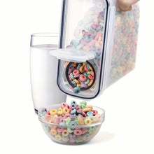 Load image into Gallery viewer, 4-Piece Set: Airtight Cereal Storage Containers with Pour Spouts &amp; Measuring Cup – 4L Kitchen Pantry Organizer