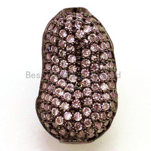 Load image into Gallery viewer, CZ Micro Pave Bean Oval Beads with Clear Crystal for Bracelet/Necklace, Cubic Zirconia Spacer Beads,15x11x6mm, sku#G23C0