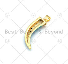 Load image into Gallery viewer, Colorful CZ Micropave Horn Shape Pendant, 18K Gold Filled Colorful Enamel Horn Charm, Necklace Bracelet Charm Pendant, 9x28mm,Sku#F1429