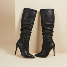 Load image into Gallery viewer, Women's Pointed-Toe Stiletto Heel Knee-High Boots – PU Leather Stiletto