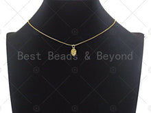 Load image into Gallery viewer, 18K Gold Colorful Micro Pave Skull Pendant, Dainty Gold Skul