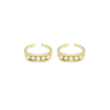 Load image into Gallery viewer, Gold White Pearl One Line Adjustable Ring, Sku#LD483