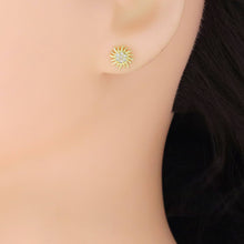 Load image into Gallery viewer, Cute CZ Sunflower Stud Earrings, Sku#A295