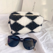 Load image into Gallery viewer, Plaid Plush Crossbody Bag | Large Capacity Makeup &amp; Storage Organizer | Korean Style