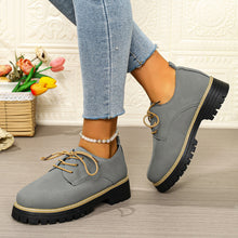 Load image into Gallery viewer, Plus-Size Women's Chunky Heel Lace-Up Business Casual Shoes | Round Toe PU Leather