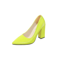 Load image into Gallery viewer, Women's Pointed-Toe Chunky Heel Pumps - Slip-On Block Heel Shoes