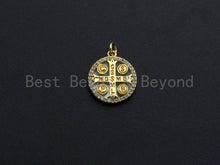 Load image into Gallery viewer, 18K Gold CZ Micro Pave Saint Bendict Benito Pendant Charm, z851