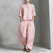 Load image into Gallery viewer, Three-Quarter Sleeve Shirt &amp; Loose Trousers Two-Piece Set