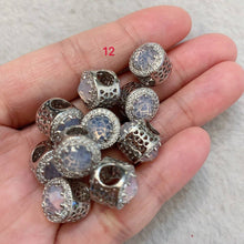 Load image into Gallery viewer, CZ Micro Pave Large Hole Spacer Beads,  Black/Red/Green/Purple/Cobalt Color Cubic Zirconia Spacer Beads,11*13mm, sku#G273