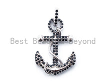 Load image into Gallery viewer, Black CZ Micro Pave Anchor Pendant/Charm,Men's Jewelry Findings,21x36mm,sku#L58