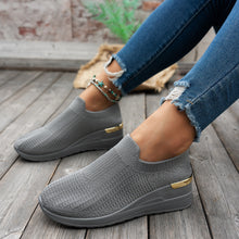Load image into Gallery viewer, Women's Flyknit Mesh Breathable Wedge Sneakers | Slip-On Platform Casual Shoes
